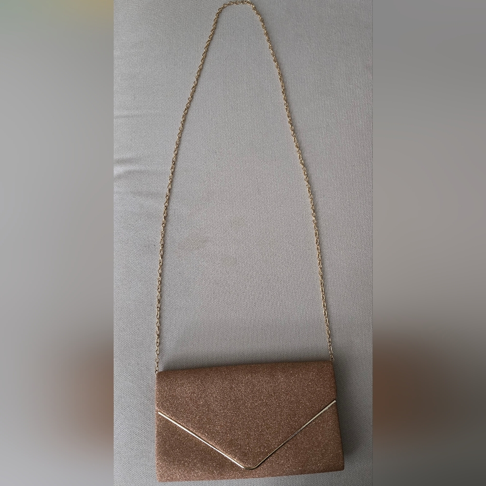 Elegant Gold Clutch with Gold Chain